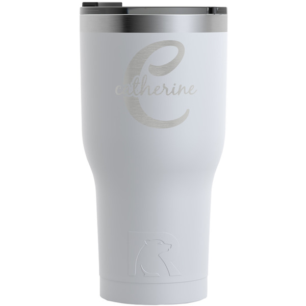 Custom Name & Initial (Girly) RTIC Tumbler - White - Engraved Front (Personalized)