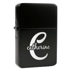 Name & Initial (Girly) Windproof Lighter - Black - Double Sided (Personalized)