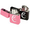 Name & Initial (Girly) Windproof Lighters - Black & Pink - Open