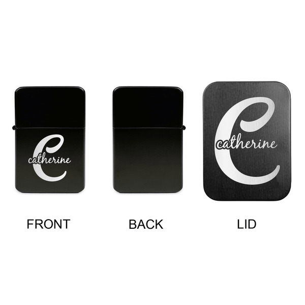 Name & Initial (Girly) Windproof Lighters - Black, Single Sided, w Lid - APPROVAL