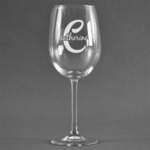 Name & Initial (Girly) Wine Glass - Engraved (Personalized)