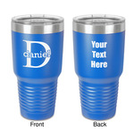 Name & Initial (for Guys) 30 oz Stainless Steel Tumbler - Royal Blue - Double-Sided (Personalized)