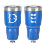 Name & Initial (for Guys) 30 oz Stainless Steel Tumbler - Royal Blue - Double-Sided (Personalized)