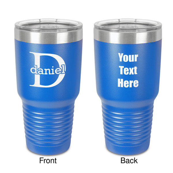 Custom Name & Initial (for Guys) 30 oz Stainless Steel Tumbler - Royal Blue - Double-Sided (Personalized)