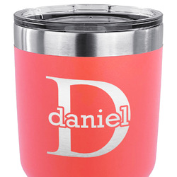 Name & Initial (for Guys) 30 oz Stainless Steel Tumbler - Coral - Single Sided (Personalized)