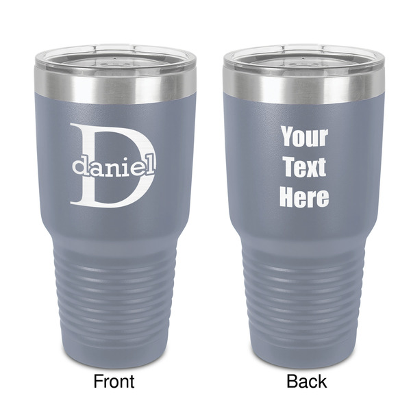 Custom Name & Initial (for Guys) 30 oz Stainless Steel Tumbler - Grey - Double-Sided (Personalized)
