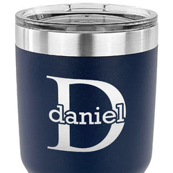 Name & Initial (for Guys) 30 oz Stainless Steel Tumbler - Navy - Double Sided (Personalized)