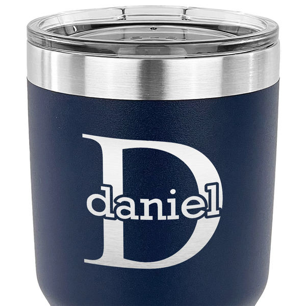 Name & Initial (for Guys) 30 oz Stainless Steel Ringneck Tumbler - Navy - CLOSE UP