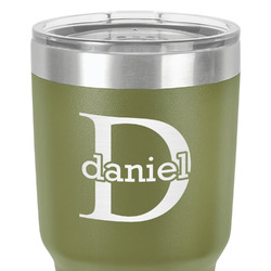 Name & Initial (for Guys) 30 oz Stainless Steel Tumbler - Olive - Single-Sided (Personalized)