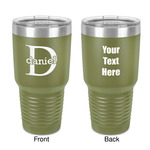 Name & Initial (for Guys) 30 oz Stainless Steel Tumbler - Olive - Double-Sided (Personalized)