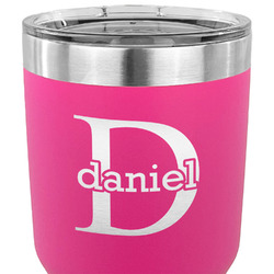 Name & Initial (for Guys) 30 oz Stainless Steel Tumbler - Pink - Single Sided (Personalized)