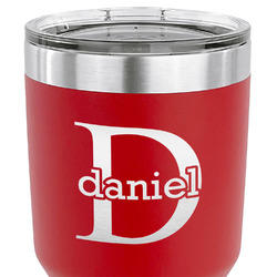 Name & Initial (for Guys) 30 oz Stainless Steel Tumbler - Red - Double Sided (Personalized)