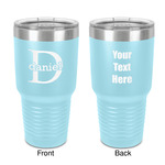 Name & Initial (for Guys) 30 oz Stainless Steel Tumbler - Teal - Double-Sided (Personalized)
