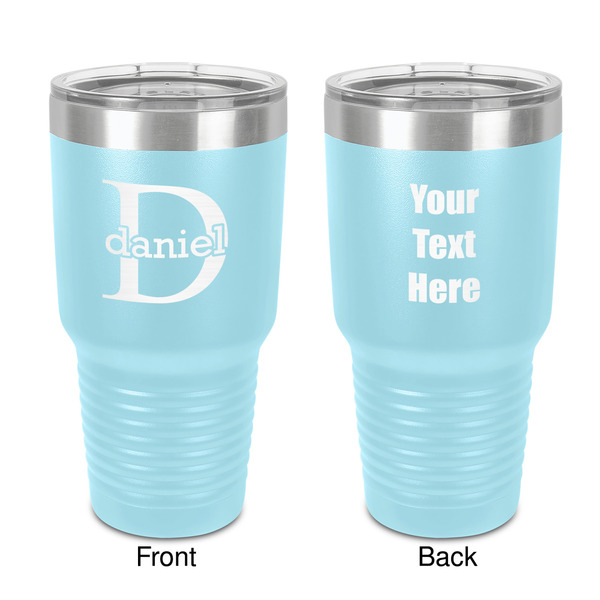Custom Name & Initial (for Guys) 30 oz Stainless Steel Tumbler - Teal - Double-Sided (Personalized)