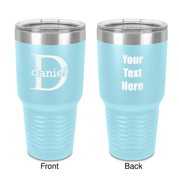 Custom Name & Initial (for Guys) 30 oz Stainless Steel Tumbler - Teal - Double-Sided (Personalized)