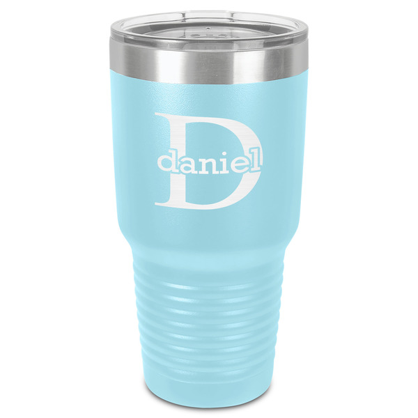 Custom Name & Initial (for Guys) 30 oz Stainless Steel Tumbler - Teal - Single-Sided (Personalized)