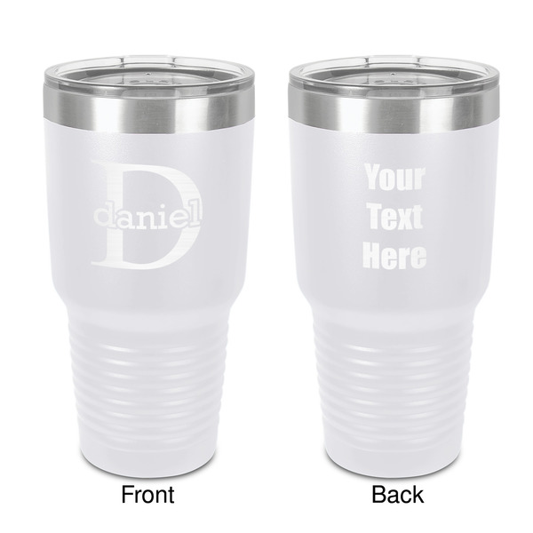Custom Name & Initial (for Guys) 30 oz Stainless Steel Tumbler - White - Double-Sided (Personalized)
