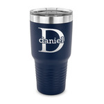 Name & Initial (for Guys) 30 oz Stainless Steel Tumbler - Navy - Single Sided (Personalized)