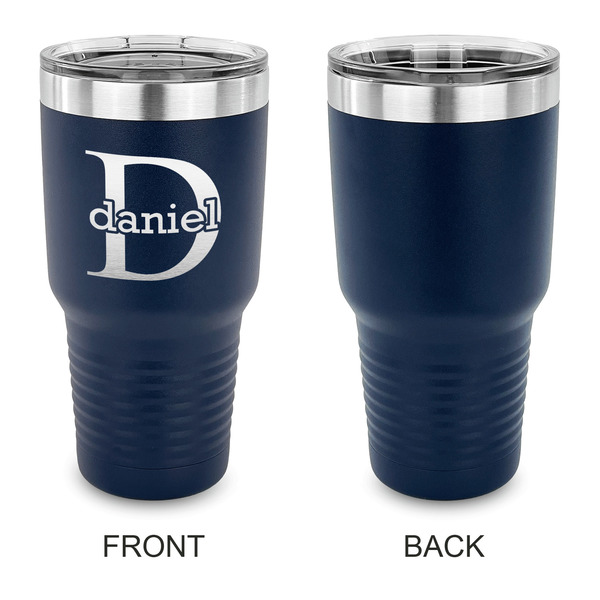 Name & Initial (for Guys) 30 oz Stainless Steel Ringneck Tumblers - Navy - Single Sided - APPROVAL