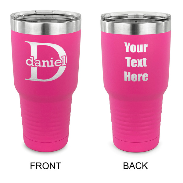 Custom Name & Initial (for Guys) 30 oz Stainless Steel Tumbler - Pink - Double Sided (Personalized)