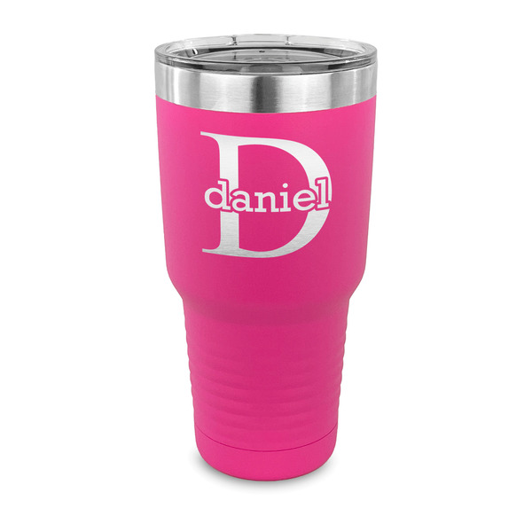 Custom Name & Initial (for Guys) 30 oz Stainless Steel Tumbler - Pink - Single Sided (Personalized)