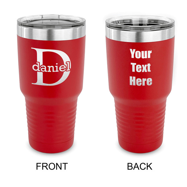 Custom Name & Initial (for Guys) 30 oz Stainless Steel Tumbler - Red - Double Sided (Personalized)