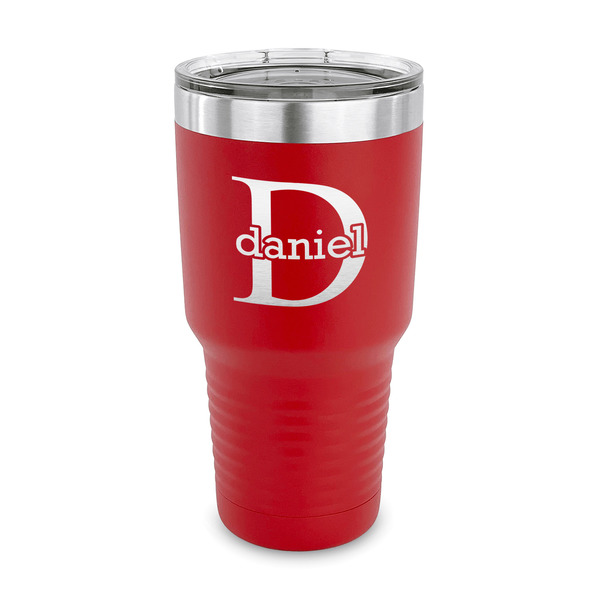 Name & Initial (for Guys) 30 oz Stainless Steel Ringneck Tumblers - Red - FRONT