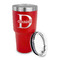 Name & Initial (for Guys) 30 oz Stainless Steel Ringneck Tumblers - Red - LID OFF