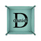 Name & Initial (for Guys) 6" x 6" Teal Leatherette Snap Up Tray - FOLDED UP