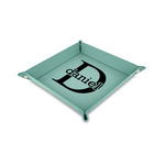 Name & Initial (for Guys) 6" x 6" Teal Faux Leather Valet Tray (Personalized)
