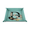 Name & Initial (for Guys) 6" x 6" Teal Leatherette Snap Up Tray - STYLED