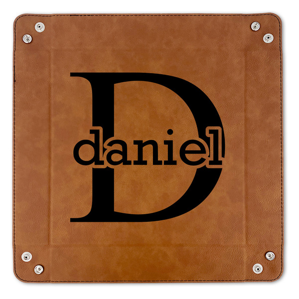 Name & Initial (for Guys) 9" x 9" Leatherette Snap Up Tray - APPROVAL (FLAT)