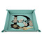Name & Initial (for Guys) 9" x 9" Teal Leatherette Snap Up Tray - STYLED