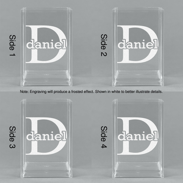 Name & Initial (for Guys) Acrylic Pen Holder - All Sides