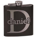 Name & Initial (for Guys) Black Flask Set (Personalized)
