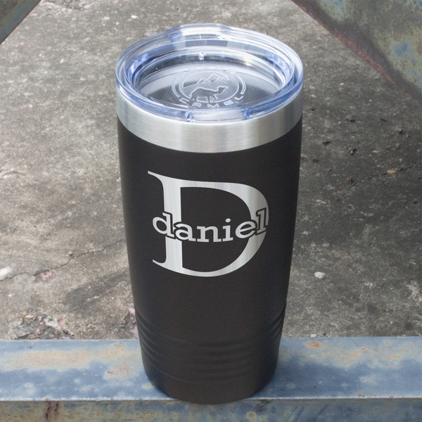 Name & Initial (for Guys) Black Polar Camel Tumbler - 20oz - Angled