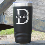 Name & Initial (for Guys) 20 oz Stainless Steel Tumbler - Black - Single Sided (Personalized)