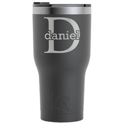 Name & Initial (for Guys) RTIC Tumbler - Black - Engraved Front (Personalized)