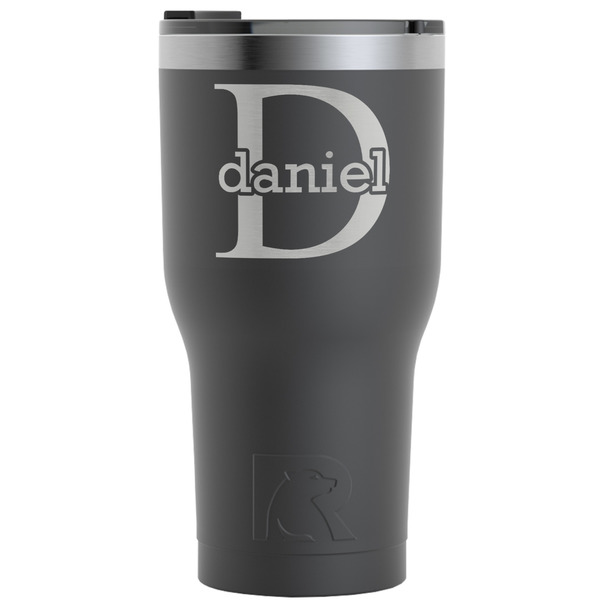 Custom Name & Initial (for Guys) RTIC Tumbler - Black - Engraved Front (Personalized)