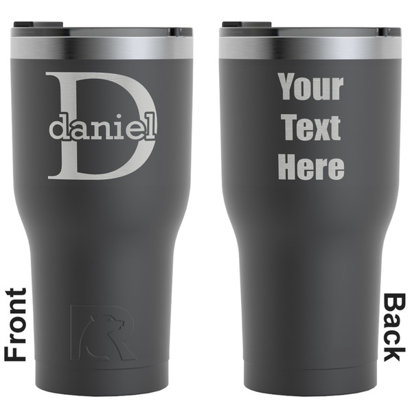 Custom Name & Initial (for Guys) RTIC Tumbler - Black - Engraved Front & Back (Personalized)