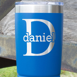 Name & Initial (for Guys) 20 oz Stainless Steel Tumbler - Royal Blue - Double Sided (Personalized)