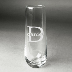 Name & Initial (for Guys) Champagne Flute - Stemless Engraved - Single (Personalized)
