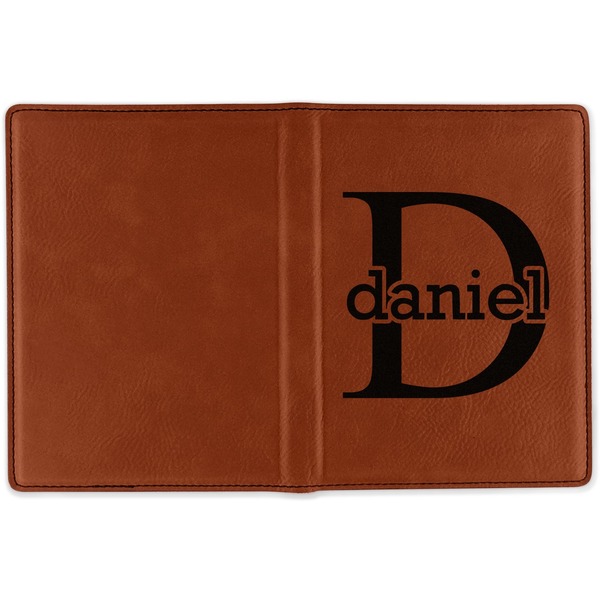 Name & Initial (for Guys) Cognac Leather Passport Holder Outside Single Sided - Apvl