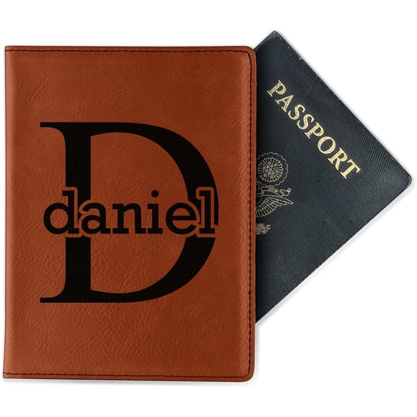 Custom Name & Initial (for Guys) Passport Holder - Faux Leather - Single Sided (Personalized)