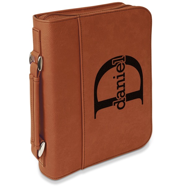 Custom Name & Initial (for Guys) Leatherette Bible Cover with Handle & Zipper (Personalized)
