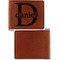 Name & Initial (for Guys) Cognac Leatherette Bifold Wallets - Front and Back Single Sided - Apvl