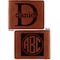 Name & Initial (for Guys) Cognac Leatherette Bifold Wallets - Front and Back