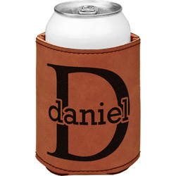 Name & Initial (for Guys) Leatherette Can Sleeve - Single Sided (Personalized)