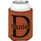Name & Initial (for Guys) Cognac Leatherette Can Sleeve - Single Front