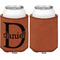 Name & Initial (for Guys) Cognac Leatherette Can Sleeve - Single Sided Front and Back